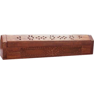 Boîte Porte encens en bois de Sheesham Gravée - Arbre de Vie