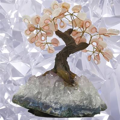 Arbre du bonheur - Arbre de Vie - Quartz Rose - 18-20 cm